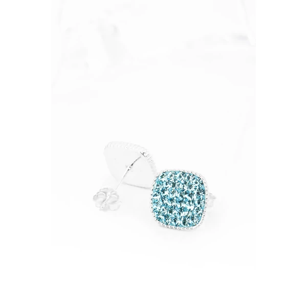 Világoskék Swarovski® Kristályokkal Kirakott S925 Ezüst Kocka Fülbevaló