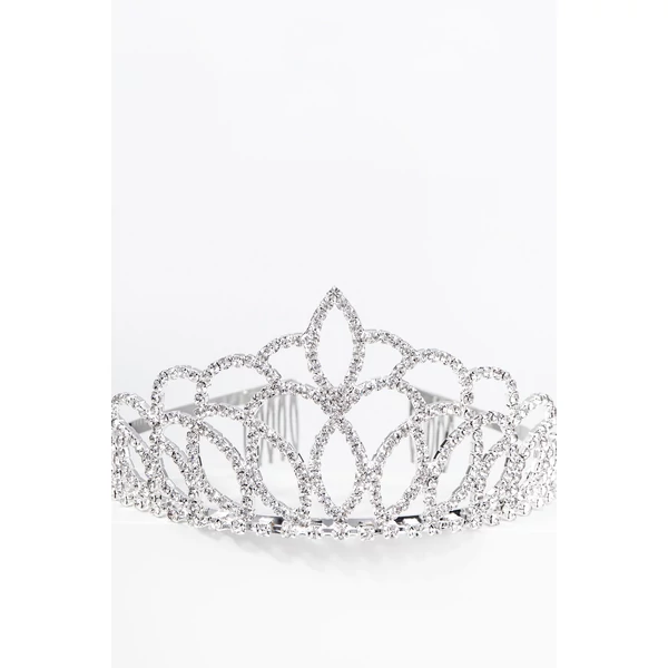 Ezüst Színű Csillogó Kövekkel Díszített Esküvői Tiara