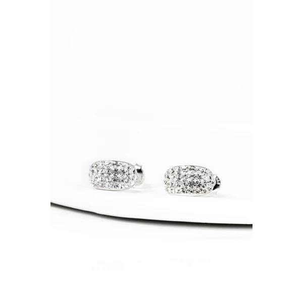 A & ONE Nyitott Félgömb Alakú Fehér Swarovski Köves S925 Ezüst Fülbevaló
