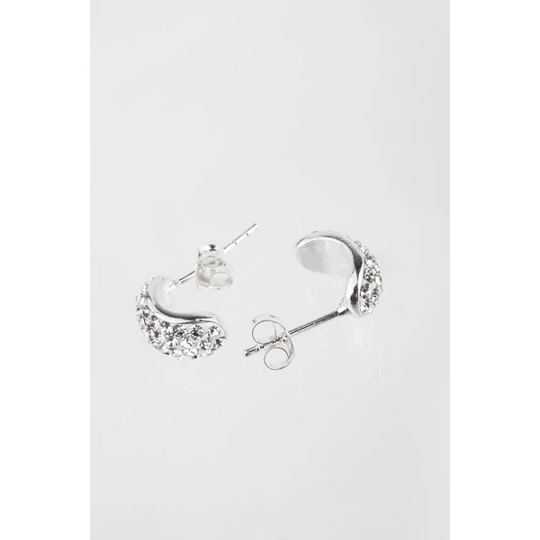 A & ONE Nyitott Félgömb Alakú Fehér Swarovski Köves S925 Ezüst Fülbevaló