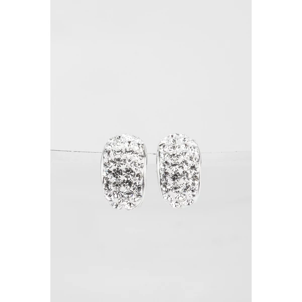 A & ONE Nyitott Félgömb Alakú Fehér Swarovski Köves S925 Ezüst Fülbevaló