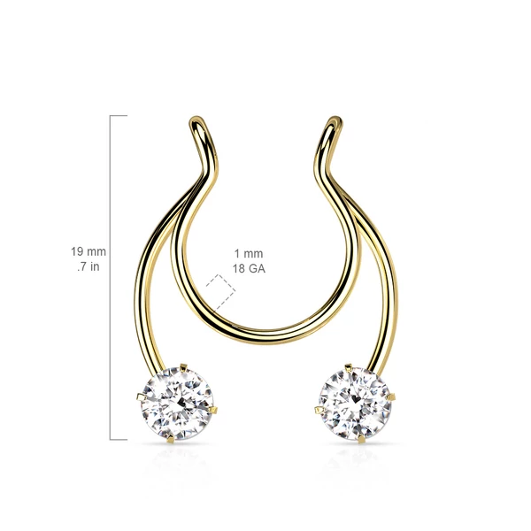 316L Orvosi Acél Ál Septum Piercing Fehér Cirkónia Köves Véggel