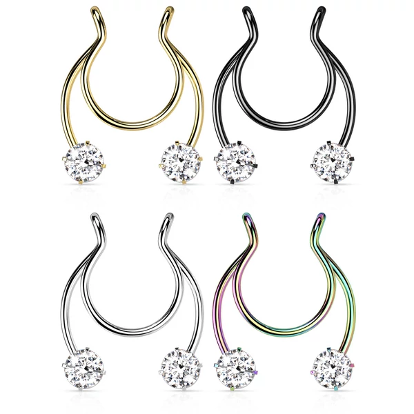 316L Orvosi Acél Ál Septum Piercing Fehér Cirkónia Köves Véggel
