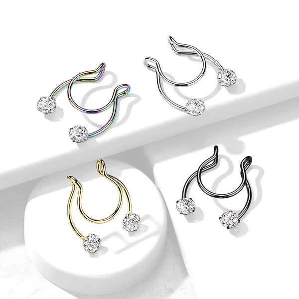 316L Orvosi Acél Ál Septum Piercing Fehér Cirkónia Köves Véggel