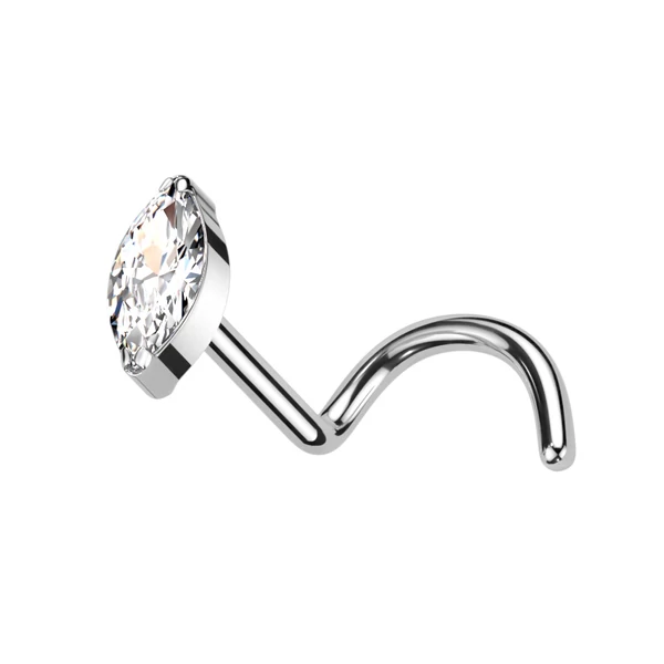 A & ONE Ezüst Színű Titánium Orr piercing Fehér Cirkónia Köves Díszítéssel 