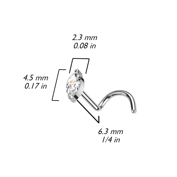 A & ONE Ezüst Színű Titánium Orr piercing Fehér Cirkónia Köves Díszítéssel 