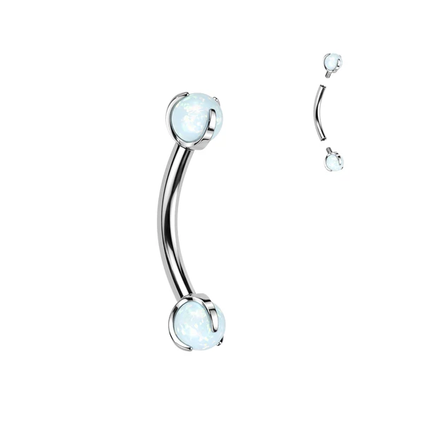 Ezüst Színű Titánium Fehér Cirkónia Kővel Díszített Barbell Piercing