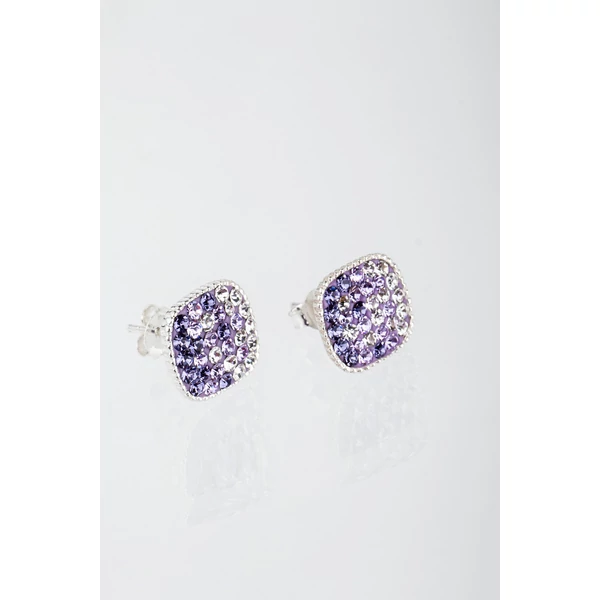 Lila Színátmenetes Swarovski® Kristályokkal Kirakott S925 Ezüst Kocka Fülbevaló