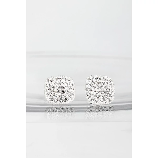 Fehér Swarovski® Kristályokkal Kirakott S925 Ezüst Kocka Fülbevaló