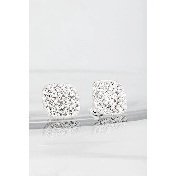 Fehér Swarovski® Kristályokkal Kirakott S925 Ezüst Kocka Fülbevaló