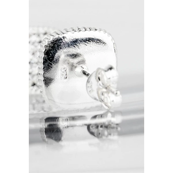 Fehér Swarovski® Kristályokkal Kirakott S925 Ezüst Kocka Fülbevaló