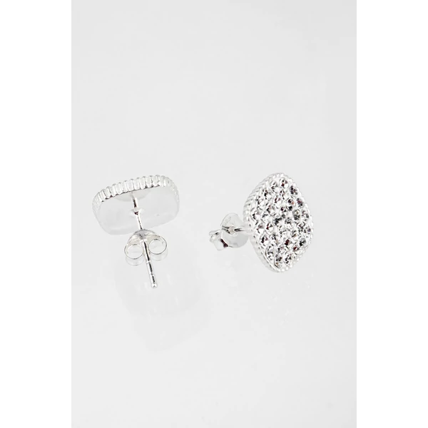 Fehér Swarovski® Kristályokkal Kirakott S925 Ezüst Kocka Fülbevaló