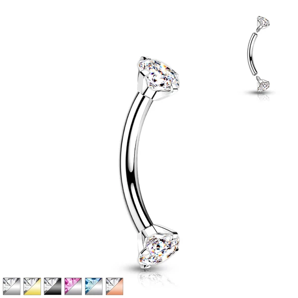 Ezüst Színű Fehér Köves Titánium Szemöldök Piercing