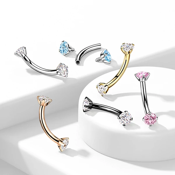 Ezüst Színű Köves Titánium Szemöldök Piercing