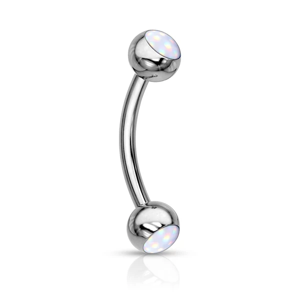 Ezüst Színű Opál Köves Orvosi Acél Szemöldök Piercing