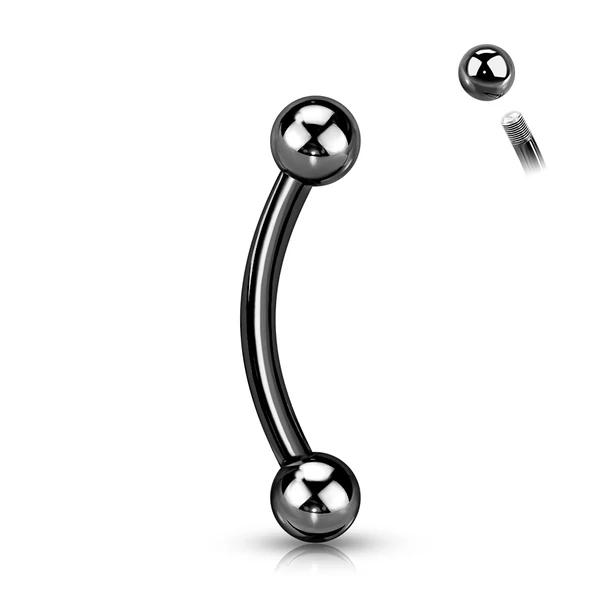 Fekete Színű Titánium Szemöldök Piercing Gömbbel