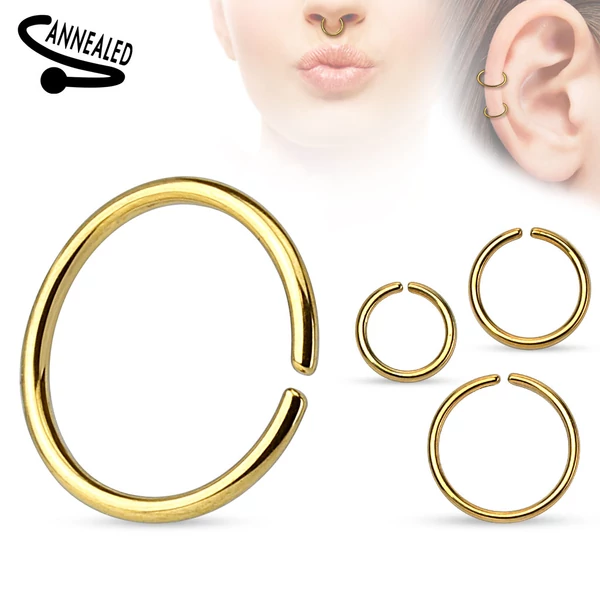 A & ONE Arany Rozsdamentes Acél Karika Orr Piercing - 8 mm