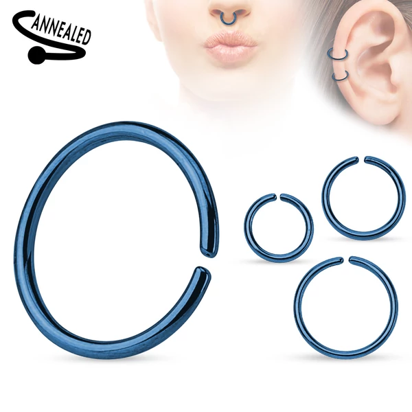 A & ONE Kék Rozsdamentes Acél Karika Orr Piercing - 8 mm