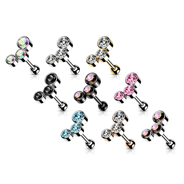 316L Orvosi Acél Kövekkel Díszített Egyenesszárú Barbell Piercing