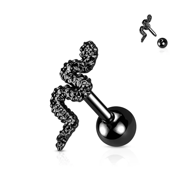 Fekete Kígyó Alakú 316L Orvosi Acél Egyenesszárú Barbell Piercing