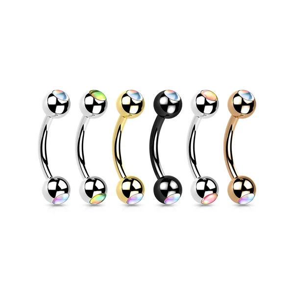 Orvosi Acél Szemöldök Piercing Színváltós Kővel