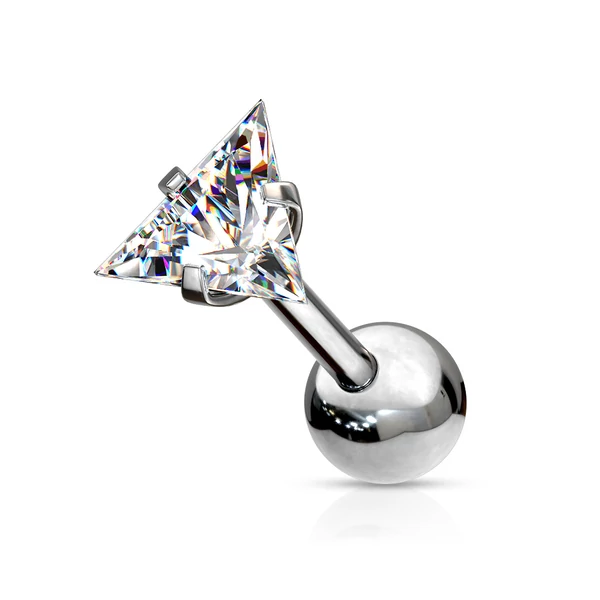Ezüst Színű 316L Orvosi Acél Fehér Cirkónia Kővel Díszített Egyenesszárú Barbell Piercing