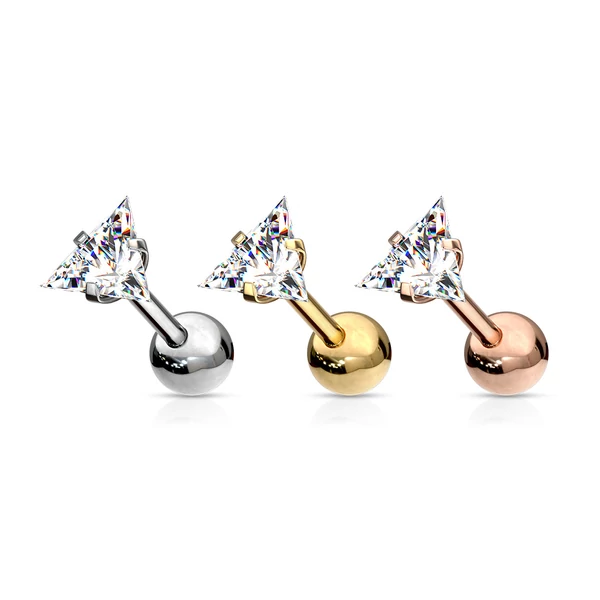 316L Orvosi Acél Fehér Cirkónia Kővel Díszített Egyenesszárú Barbell Piercing