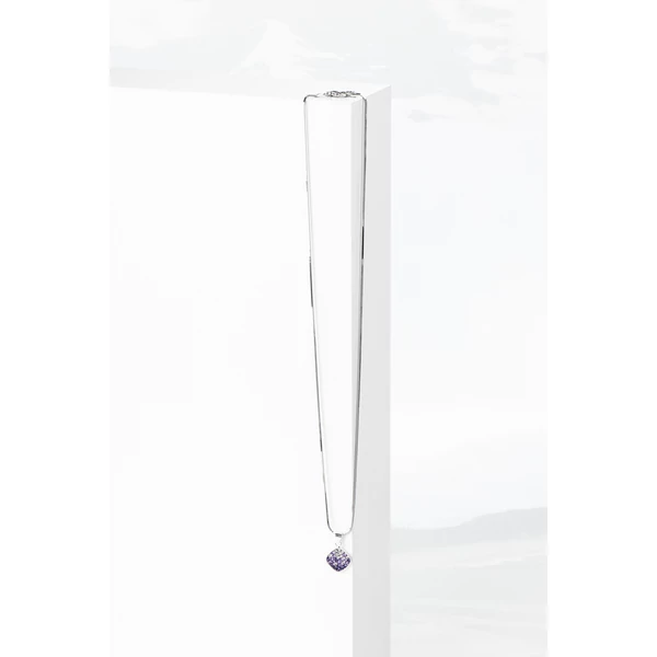 A & ONE S925 Ezüst Nyaklánc Négyzet Alakú Lila És Fehér Swarovski® Köves Medállal 