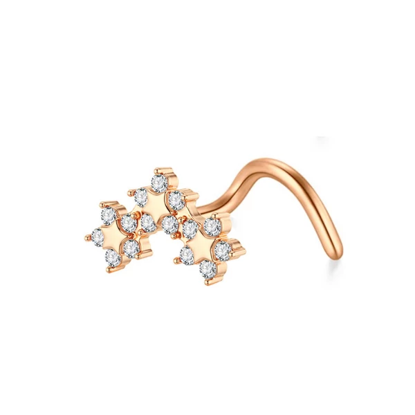 A & ONE Rosegold Színű Rozsdamentes Acélból Készült Csillag Díszes Orrpiercing 