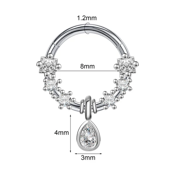 A & ONE Ezüst Színű Rozsdamentes Acél Septum Piercing Fehér Köves Díszítéssel