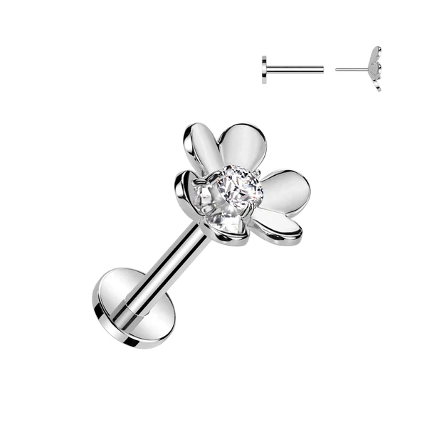 Ezüst Színű 316L Orvosi Acél Labret Piercing Réz Virág Dísszel