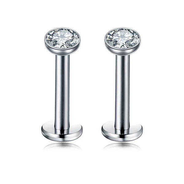 Titanium Labret Ezüst Színű Piercing Kővel