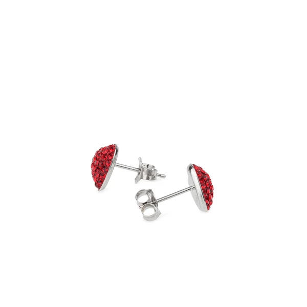 Piros Swarovski® Kristályokkal Kirakott S925 Ezüst Szíves Fülbevaló