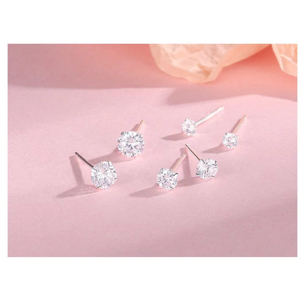S999 Ezüst Kör Alakú Köves Fülbevaló - 3 mm