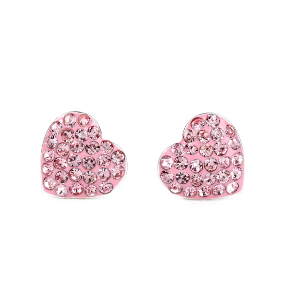 Rózsaszín Szív Alakú Swarovski® Kristályokkal Kirakott S925 Ezüst Fülbevaló -10mm