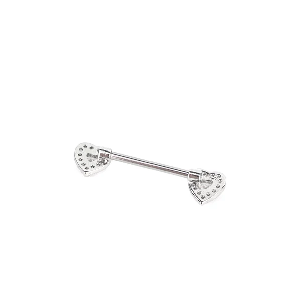 Ezüst Színű Rozsdamentes Acél Cirkónia Kővel Díszített Szív Alakú Mell Barbell Piercing