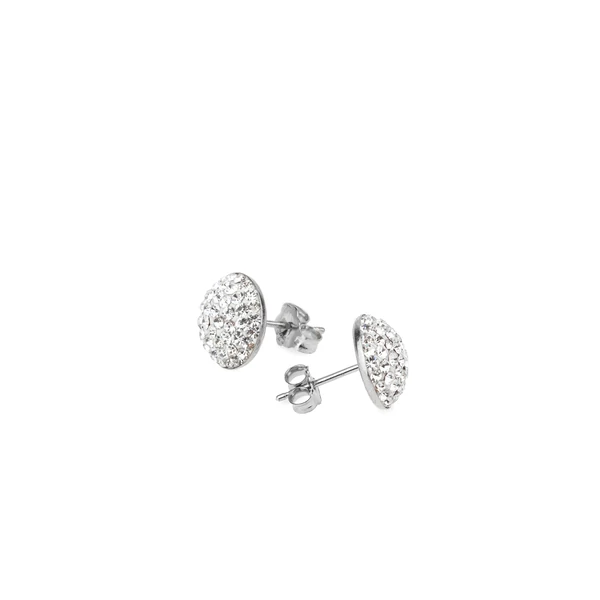 Fehér színű Swarovski Kövekkel Díszített Apró S925 Ezüst Fülbevaló -10mm