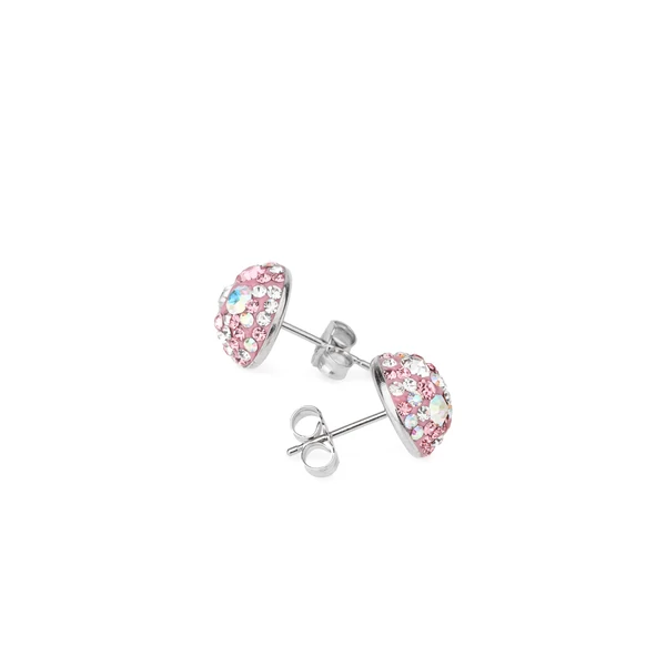 Csillogó Rózsaszín Swarovski Kövekkel Díszített Apró S925 Ezüst Fülbevaló