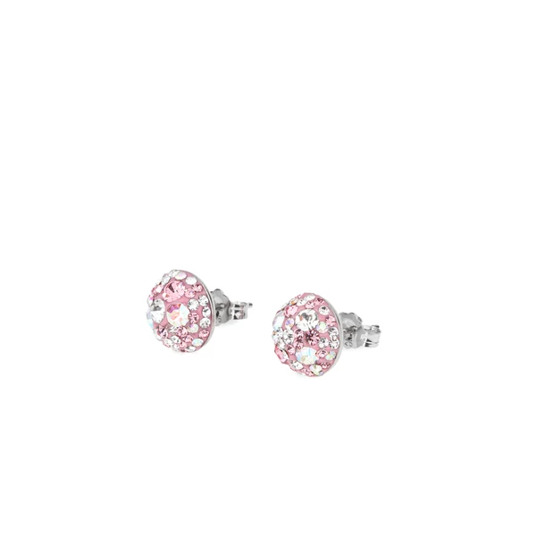 Csillogó Rózsaszín Swarovski Kövekkel Díszített Apró S925 Ezüst Fülbevaló
