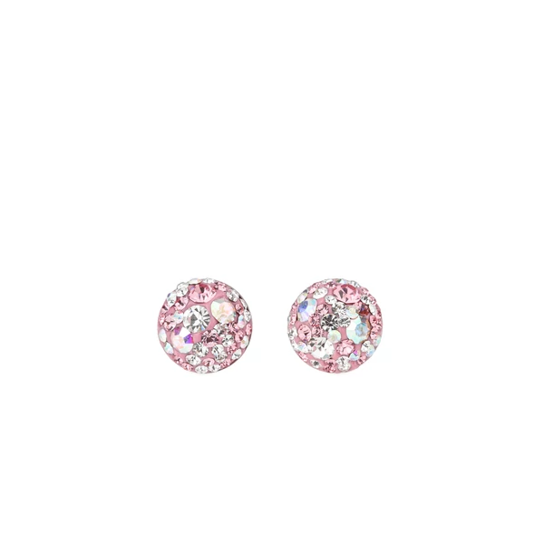 Csillogó Rózsaszín Swarovski Kövekkel Díszített Apró S925 Ezüst Fülbevaló