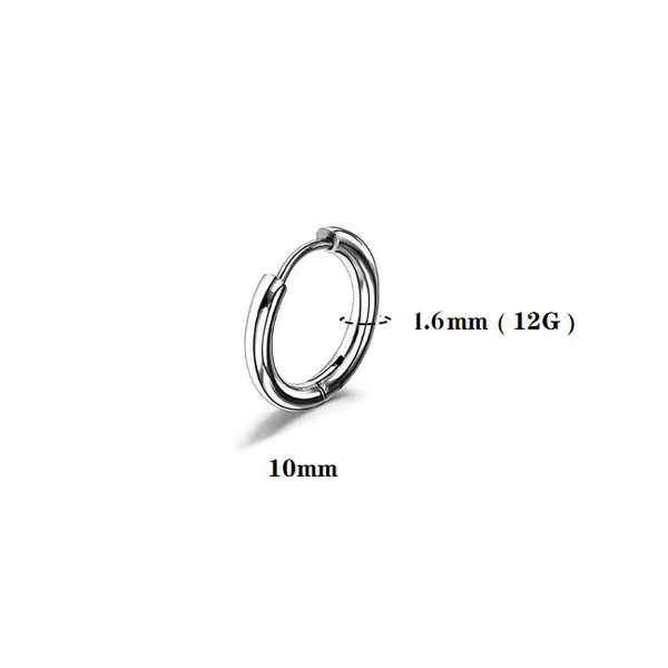 A & ONE Ezüst Színű Titánium Karika Piercing - 10 mm