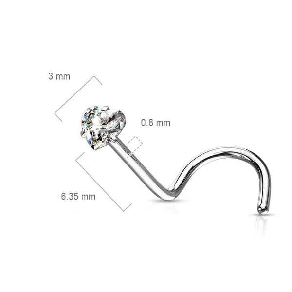 A & ONE Ezüst Színű 316L Orvosi Acél Orr Piercing Cirkónia ővel