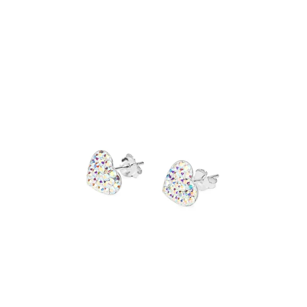 Szív Alakú Swarovski® Kristályokkal Kirakott S925 Ezüst Fülbevaló - 9 mm