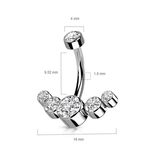 Ezüst Színű Titánium Köldök Piercing