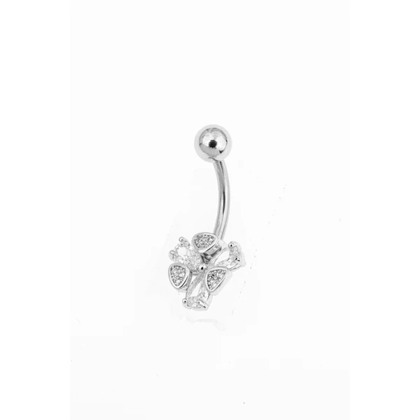 Ezüst Színű 316 L Orvosi Acél Virág Mintás Köldök Piercing