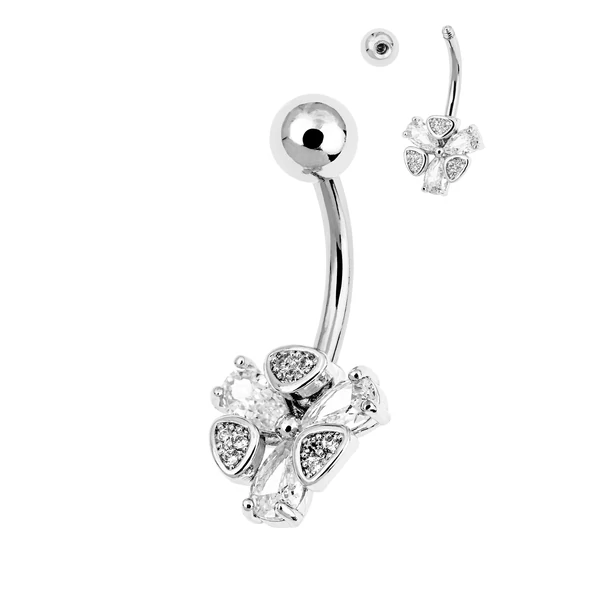 Ezüst Színű 316 L Orvosi Acél Virág Mintás Köldök Piercing