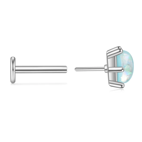 316L Orvosi Acél Push-in Labret Piercing Kék Kővel