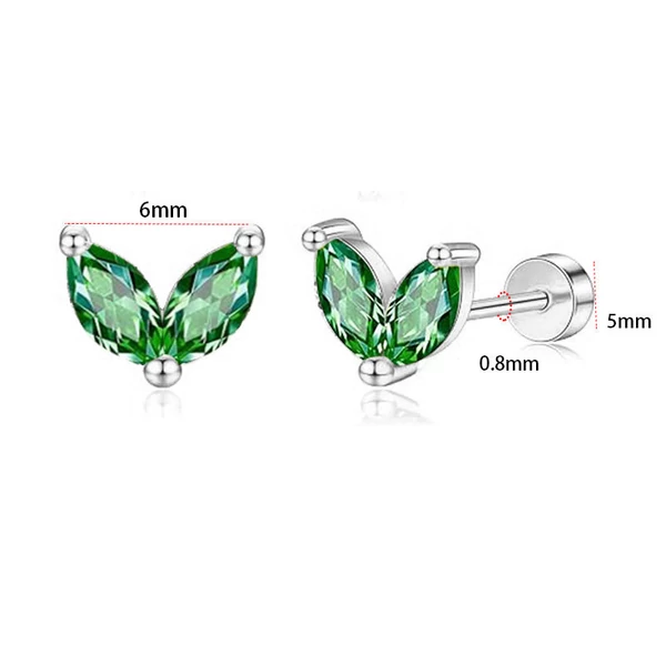 A & ONE 316L Ezüst Színű Labret Piercing Zöld Cirkónia Kővel