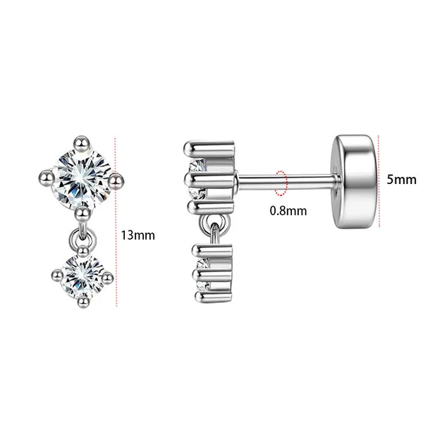 A & ONE 316L Ezüst Színű Lógós Labret Piercing Cirkónia Kővel