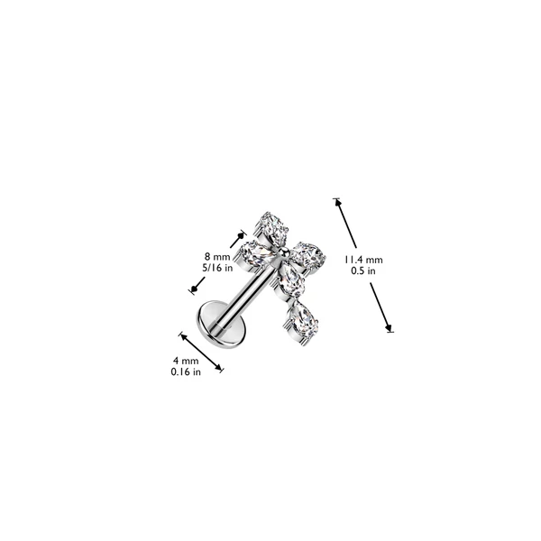 Arany Színű 316L Orvosi Acél Push-in Labret Piercing Kereszt Alakú Dísszel